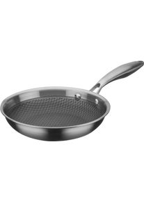 Bratpfanne GSW "Inoxxa Black", silber (edelstahlfarben), H:4,5cm &Oslash;:20cm, Pfannen, Bratpfanne, Antihaft-Versiegelung und erhabene Edelstahl-Wabenstruktur, Induktion