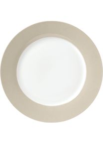 Dessertteller Van Well "Vario", grau (taupe, wei&szlig;), B:21cm H:6,5cm T:21cm &Oslash;:20cm, Porzellan, Speiseteller, Dessertteller, Teller Set, Porzellan, sp&uuml;lmaschinen- und mikrowellengeeignet, &Oslash; 20 cm