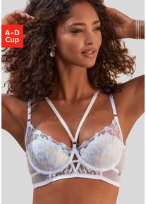 Push-up-BH JETTE, Damen, Gr. 85, Cup D, wei&szlig; (wei&szlig;, blau), Spitze, Obermaterial: 52% Polyester, 45% Polyamid, 3% Elasthan, BHs Push-up-BH, mit Stickereispitze mit Glitzer-Effekt, Reizw&auml;sche, sexy Dessous