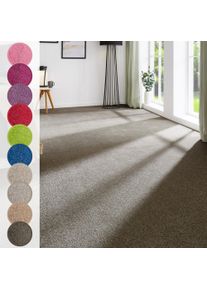 Teppichboden ANDIAMO "Ines, Kr&auml;uselvelours, Gesamth&ouml;he 8,5 mm, Luxusklasse LC2", grau (grau, braun), B:400cm L:600cm, Kunstfaser, Teppiche, Teppichboden, Uni Farben, Breite 400 cm, strapazierf&auml;hig & pflegeleicht