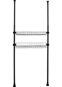 Regalelement Wenko "Herkules", schwarz, B:94cm H:8cm T:38cm, ABS-Kunststoff, Polypropylen, Stahl, Regale, Regalelement, 2er Set, Passend zum Teleskop-System Herkules