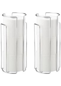 Toiletten-Ersatzrollenhalter Wenko, silber (silberfarben), B:13,5cm H:32cm L:14cm, Stahl, Toilettenpapierhalter, Toiletten-Ersatzrollenhalter