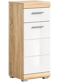 Unterschrank Welltime "SIENA, Breite 37cm, 1 T&uuml;r, 1 Schubkasten, 2 F&auml;cher, MDF-Front", wei&szlig; (sonoma eiche hell, wei&szlig; hochglanz), B:37cm H:88cm T:31cm, FSC-zertifizierter Holzwerkstoff, Schr&auml;nke, Unterschrank, in verschiedenen Farben erh&auml;ltlich, Badm&ouml;bel, Badschrank, Kommode, Bad