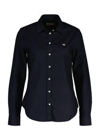 Langarmbluse Gant "New Slim Stretch Oxford Blouse", Damen, Gr. 46, blau (classic blau), Obermaterial: 97% Baumwolle, 3% Elasthan, slim fit h&uuml;ftlang, hoch geschlossener Ausschnitt, Manschette mit Kn&ouml;pfen, Blusen Langarmbluse, f&uuml;r bequemen Sitz u. Bewegungsfreiheit, New Slim Stretch, b&uuml;gelfrei
