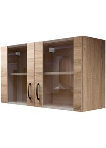 Glash&auml;ngeschrank Flex-Well "Bergen", braun (sonoma eiche), B:100cm H:55cm T:32cm, Glas, Holzwerkstoff, Schr&auml;nke, Glash&auml;ngeschrank, (B x H x T) 100 x 54,8 x 32 cm