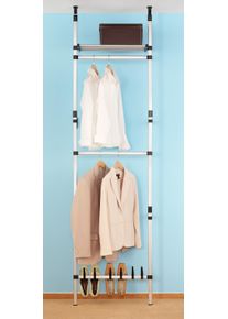 Teleskopregal Ruco, grau (aluminiumfarben, schwarz), B:65cm H:250cm T:40cm, Aluminium, Regale, Teleskopregal, Aluminium, bei Bedarf leicht k&uuml;rzbar, h&ouml;henverstellbar