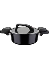 Dampfgartopf GSW "Gourmet", schwarz, H:10cm &Oslash;:24cm, T&ouml;pfe, Dampfgartopf, Dampfkochtopf mit Ventil zum Druckausgleich kein &Uuml;berdruck, Induktion