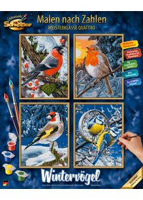 Malen nach Zahlen Schipper "Meisterklasse Quattro - Winterv&ouml;gel", bunt, Malvorlagen, KinderB:18cm H:24cm, Malen nach Zahlen, Made in Germany, B:18cm H:24cm