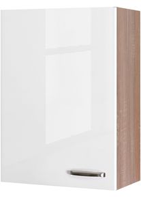 H&auml;ngeschrank Flex-Well "Florenz", wei&szlig; (hochglanz wei&szlig;, sonoma eiche), B:60cm H:89cm T:32cm, Holzwerkstoff, Schr&auml;nke, H&auml;ngeschrank, (B x H x T) 60 x 89 x 32 cm