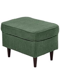 Hocker ED EXCITING DESIGN "Oskar", gr&uuml;n (dunkelgr&uuml;n), B:63cm H:43cm T:42cm, 92% Polyester, 8% Nylon, Hocker, Hocker, mit Massivholzf&uuml;&szlig;en