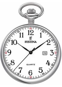 Taschenuhr Festina "F2019/1", silber (silberfarben), Taschenuhren, Herren, Taschenuhr, Quarzuhr, Herrenuhr, Datum