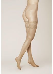 Halterlose Feinstr&uuml;mpfe Kunert "Halterloser Satin Look 20", Damen, Gr. S, braun (tan 1003), Obermaterial: 89% Polyamid PA. 11% Elasthan EL., Socken Halterlose Feinstr&uuml;mpfe