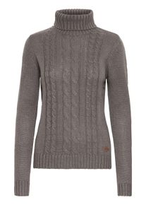 Rollkragenpullover oxmo "Rollkragenpullover OXCATHY", Damen, Gr. XL, grau (dunkelgrau), Grobstrick, Obermaterial: 100% Polyacryl PAN., unifarben, normal, ohne Ausschnitt, Pullover Rollkragenpullover