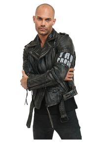 Lederjacke Trueprodigy "Dwayne mit Nieten, Print und Waschung", Damen, Gr. XL, schwarz, Obermaterial: 100% Ziegenleder goatskin., slim fit, Jacken Lederjacke