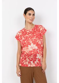 Kurzarmshirt soyaconcept "SC-ARETHA 46", Damen, Gr. XL, bittersweet combi, Single Jersey, Obermaterial: 100% Polyester, gemustert, normal, Rundhals, Shirts Kurzarmshirt, Kunstfaser