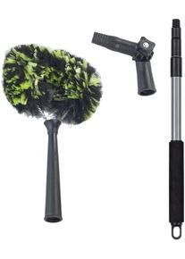 Staubwedel Maximex "3in1", gr&uuml;n (gr&uuml;n, schwarz), B:19cm H:162cm L:5cm, Kunststoff, Stahl, Staubwischer, Staubwedel, Eck-Staubb&uuml;rste, Teleskopstiel & Knickgelenk, Trocken- & Nassreinigung
