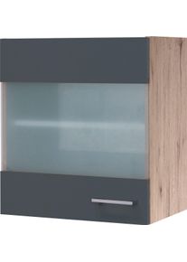 Glash&auml;ngeschrank Flex-Well "Morena", grau (basaltgrau, san remo eiche), B:50cm H:54,8cm T:32cm, Holzwerkstoff, Schr&auml;nke, Glash&auml;ngeschrank, (B x H x T) 50 x 54,8 x 32 cm, mit Stollenglast&uuml;ren