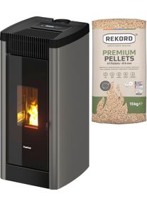 Pelletofen FreePoint "Steel 9", grau (schwarz), Kamin&ouml;fen, Pelletofen