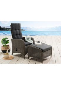Gartensessel Destiny "PALMA CASA", grau, Obermaterial: 100% Polyester. F&uuml;llung: 100% Polyurethan, Sessel, Gartensessel, Aluminium, Polyrattan, inkl. Fu&szlig;hocker und Auflagen