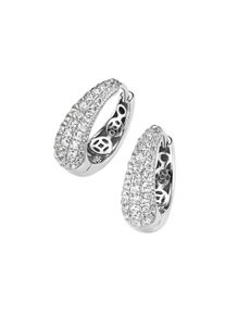 Paar Creolen "Creolen mit Ziersteinen, Silber 925", wei&szlig;, Giorgio Martello MILANO, Ohrringe, Damen, Silber 925 (Sterlingsilber), Paar Creolen