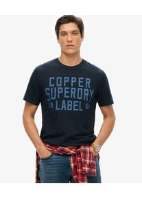 Superdry Herren Marineblau Copper Label Workwear T-Shirt Logo-Druck, Gr&ouml;&szlig;e: M