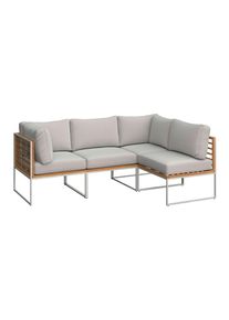Ambia Garden Loungegarnitur, Edelstahlfarben, Hellgrau, Beige, Metall, Textil, F&uuml;llung: Polyester,Polyester, einzeln stellbar, regenabweisend, UV-best&auml;ndig, Gartenm&ouml;bel, Loungem&ouml;bel, Loungegarnituren