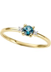 Fingerring Firetti "Schmuck Geschenk Gold 333 Damenring Goldring Edelstein Solit&auml;r" Gr. 17, bunt (gelbgoldfarben, wei&szlig;goldfarben, dunkelblau), Fingerringe, Damen, 17, 0,02 P2 = erkennbare Einschl&uuml;sse, Diamanten Gelbgold 333, 1,4mm, Diamanten, Gelbgold 333, Fingerring, mit London Blue Topas - mit Diamanten