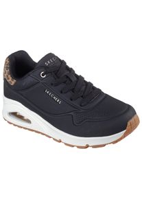 Sneaker Skechers "UNO-JUNGLE NITE", Damen, Gr. 36, schwarz (schwarz, leo), Lederimitat, Schuhe Sneaker, Schn&uuml;rschuh, Freizeitschuh mit Wedge-Absatz
