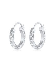 Paar Creolen Elli Premium "Ohrringe Creolen 925 Silber, mit Kristallen von Swarovski" Gr. 20, silber, Ohrringe, Damen, Silber 925 (Sterlingsilber), Paar Creolen