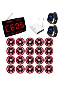 Wireless Call System 2 Waiter Watch Receiver Pagers 20 Table Call Buttons 1 Display Receiver Restaurant Cafe Clinic in Spanish
