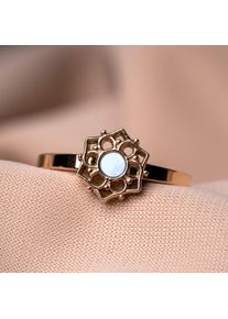 Holzkern Anello Composition Oro Rosa e Madreperla Blu
