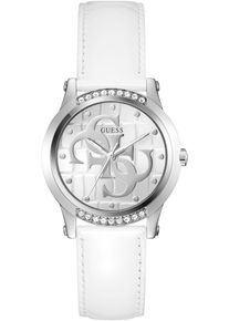 Quarzuhr Guess "ANNETTE", wei&szlig;, Armbanduhren, Damen, Quarzuhr, Armbanduhr, Damenuhr, Lederarmband