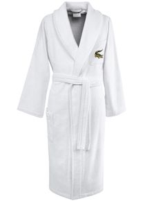 Bademantel Lacoste "LRENE" Gr. L, blanc, L, Baumwolle, Hausm&auml;ntel, Bademantel, mit Logostickerei Lacoste Krokodil