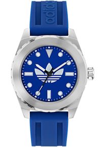 Quarzuhr adidas originals "DISCOVERER ONE", blau, Armbanduhren, Damen, Quarzuhr, Armbanduhr, Herren, Damen, Silikonarmband, wasserabweisend bis 5 bar