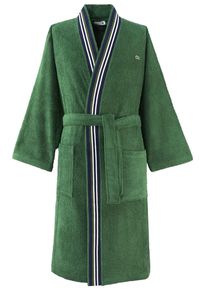 Herrenbademantel Lacoste "LCLUB" Gr. XL, vert, XL, Frottier, Hausm&auml;ntel, Herrenbademantel, mit Label-Applikationen