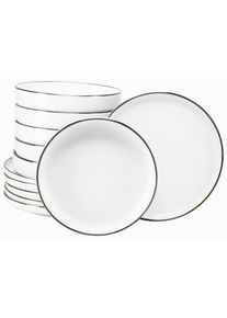 Creatable , Wei&szlig;, Goldfarben , Keramik , stapelbar , Kochen & Essen, Geschirr, Geschirrsets, Tafelservices