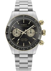 Chronograph Timex "WATERBURY HERITAGE", silber (silberfarben, schwarz), Armbanduhren, Damen, Chronograph, Quarzuhr, Armbanduhr, Herrenuhr,Edelstahlarmband,Stoppfunktion