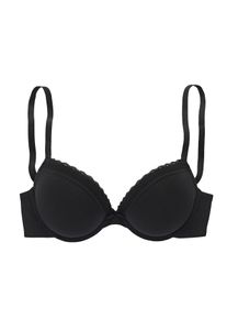 Push-up-BH Vivance, Damen, Gr. 85, Cup C, schwarz, Trikot, Obermaterial: 69% Baumwolle, 16% Polyester, 9% Polyamid, 6% Elasthan, Basic, BHs Push-up-BH, mit B&uuml;gel aus weicher Baumwollqualit&auml;t