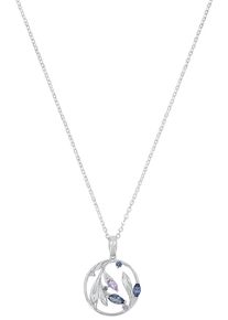 Kette mit Anh&auml;nger Amor "2037032", silber (silberfarben, blau, lila, kristallwei&szlig;), Halsketten, Damen, Silber 925 (Sterlingsilber), L: 45, Kette mit Anh&auml;nger, mit Zirkonia (synth.)