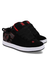 Schn&uuml;rschuh DC Shoes "Court Graffik", Damen, Gr. 4,5(36,5), schwarz, grau, rot, Obermaterial:Obermaterial: Leder (Kuh) / Futter: Textil / Au&szlig;ensohle: Gummi;, Schuhe Schn&uuml;rschuh
