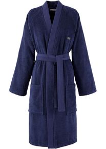 Bademantel Lacoste "LDEFILE" Gr. M, navy silber, M, Baumwolle, Hausm&auml;ntel, Bademantel, Mit Logo-Stickerei auf der R&uuml;ckseite, aus 100% Baumwolle