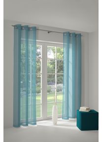 Vorhang WIRTH "LORCA" Gr. 5, blau (t&uuml;rkis), B:132cm H:255cm, Obermaterial: 66% Polyester, 34% Baumwolle, Gardinen, Vorhang