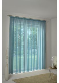 Vorhang WIRTH "LORCA" Gr. 5, blau (t&uuml;rkis), B:132cm H:255cm, Obermaterial: 66% Polyester, 34% Baumwolle, Gardinen, Vorhang