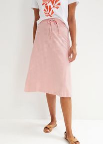 bonprix Femei Fustă din jerse cu dungi, p&acirc;nă la genunchi, roz, 40/42