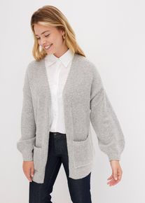 bonprix Oversize-Strickjacke, grau, Gr.36/38 (S), Oversized Strickjacke mit aufgesetzten Taschen