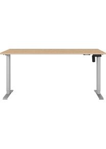 Schreibtisch Germania "Boras", lindberg, eiche, nachbildung, silber, silber, lindberg, eiche, nachbildung, B:160cm H:120cm T:80cm, Tische, Schreibtisch