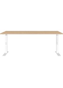 Schreibtisch Germania "Downey", lindberg, eiche, nachbildung, wei&szlig;, wei&szlig;, lindberg, eiche, nachbildung, B:180cm H:91cm T:80cm, Tische, Schreibtisch, h&ouml;heneinstellbar