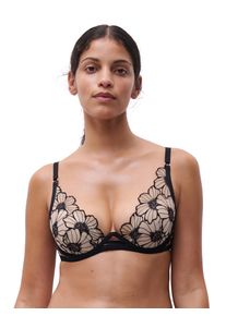 T-Shirt-BH Chantelle "LUSH", Damen, Gr. 90, Cup D, schwarz, soft pink, Obermaterial: 100% Polyester, BHs T-Shirt-BH, Stickerei, Elastischer T&uuml;ll