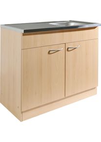 Wiho-K&uuml;chen Sp&uuml;lenschrank WIHO K&Uuml;CHEN "Kiel", front und korpus: buche dekor, B:100cm H:85cm T:50cm, Schr&auml;nke, Sp&uuml;lenschrank, 100 cm breit, 50 cm tief, mit Auflagebecken