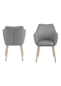 Esszimmerstuhl ACTONA GROUP "Nina", grau (wei&szlig; pigmentiert, natur, grau), B:58cm H:84cm T:58cm, 100% Polyester, St&uuml;hle, Esszimmerstuhl, gepolsterter Sitz, zur&uuml;ckgesetzte Armlehnen